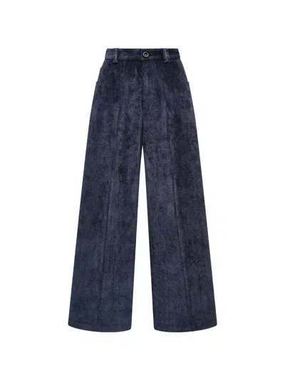 Maliparmi Corduroy Wide-leg Palazzo Pants In Blue