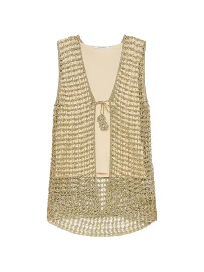 Maliparmi Crochet Knot Vest In Neutral