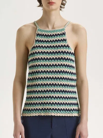 Maliparmi Crochet Top In Navy/green In Multi