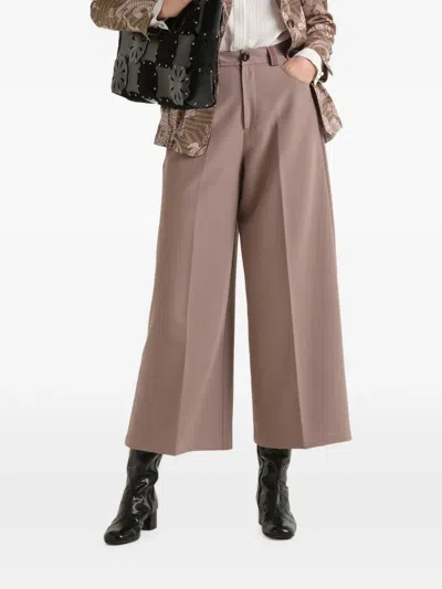 Maliparmi Cropped High-waisted Trousers In Gray