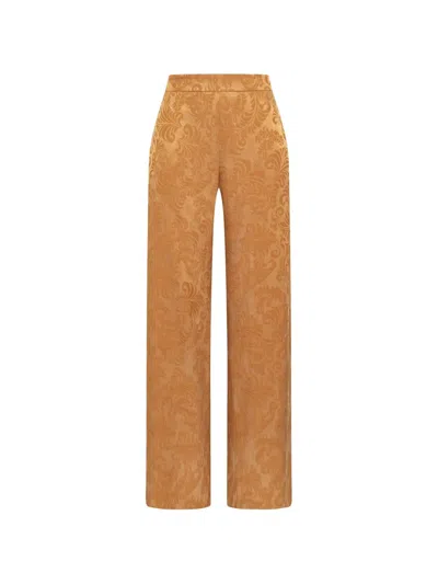 Maliparmi Damask-jacquard Trousers In Yellow