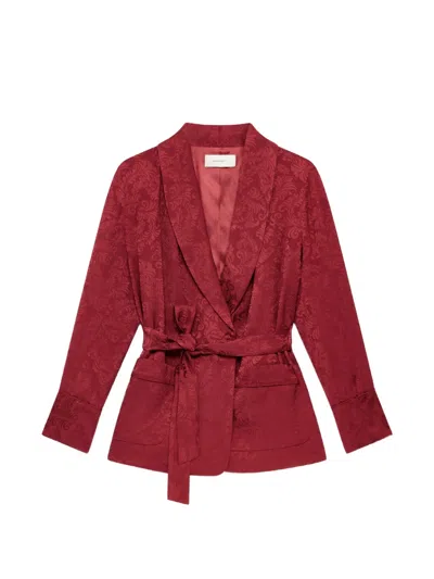 Maliparmi Damask-jacquard Wrap Blazer In Red