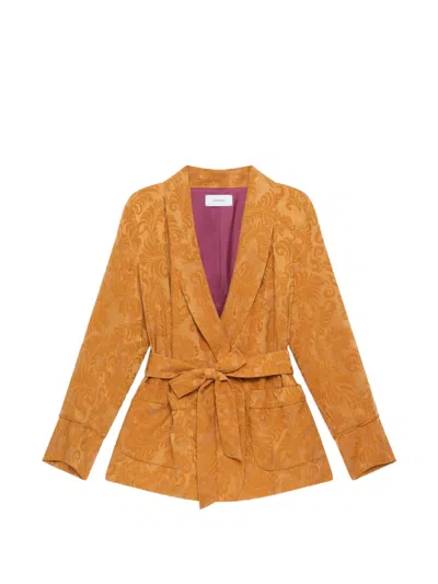 Maliparmi Damask-jacquard Wrap Jacket In Orange