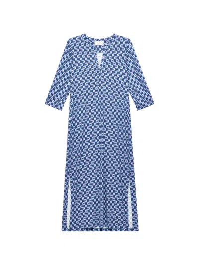 Maliparmi Diamond Glow Geometric-print Midi Dress In Blue