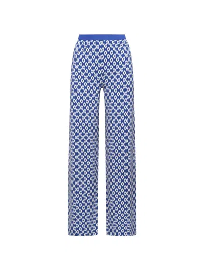 Maliparmi Diamond Glow Geometric-print Trousers In Blue