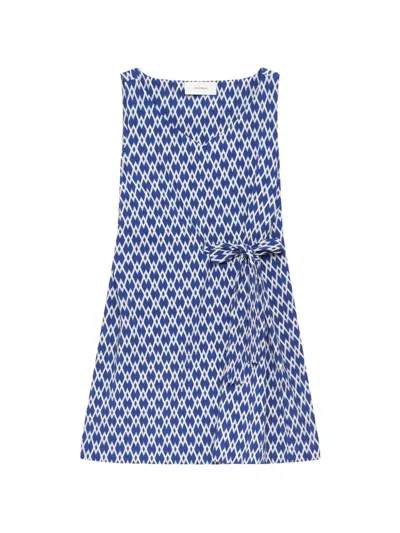 Maliparmi Diamond Glow Geometric-print V-neck Top In Blue