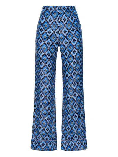 Maliparmi Diamond-pattern Trousers In Blue