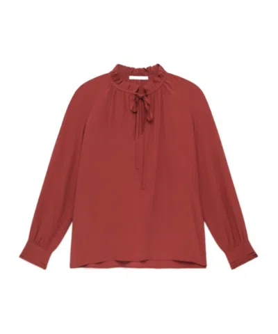 Maliparmi Draped Crepe Shirt In Burgundy