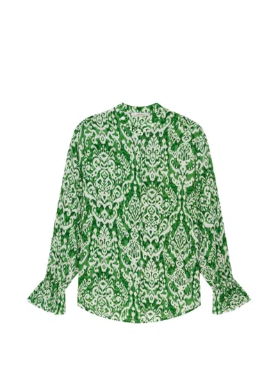 Maliparmi Dreamscape Ikat Ruffled Shirt In Green