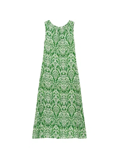 Maliparmi Dreamscape Ikat-print Dress In Green