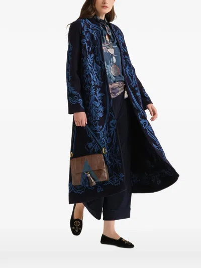 Maliparmi Embroidered A-line Coat In Blue