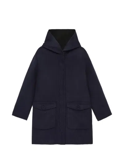 Maliparmi Eversible Hooded Double-wool Jacket In Blue