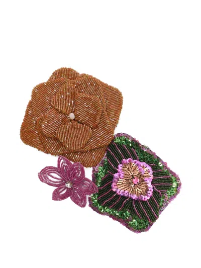 Maliparmi Floral Beaded Brooch Set In Multi