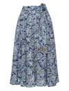 Maliparmi Floral-print A-line Midi Skirt In Blue