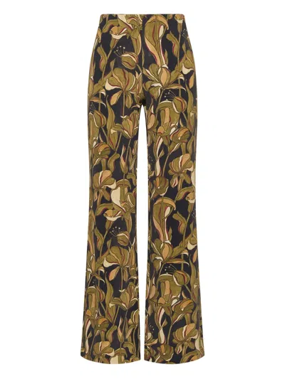 Maliparmi Floral-print Trousers In Green