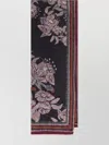 Maliparmi Floral Rectangular Scarf Fringed Edges In Black