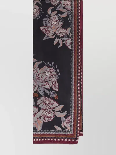 MALIPARMI FLORAL RECTANGULAR SCARF FRINGED EDGES
