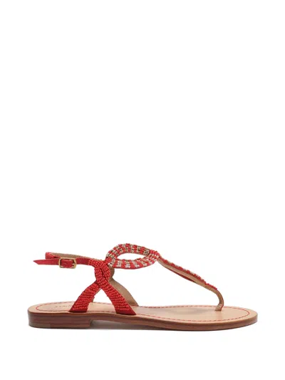 Maliparmi Floral Spin Capri Bead-embellished Sandals In Black