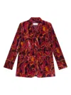 Maliparmi Floral Velvet Blazer In Red