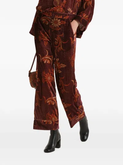 Maliparmi Floral-motif Cropped Trousers In Brown
