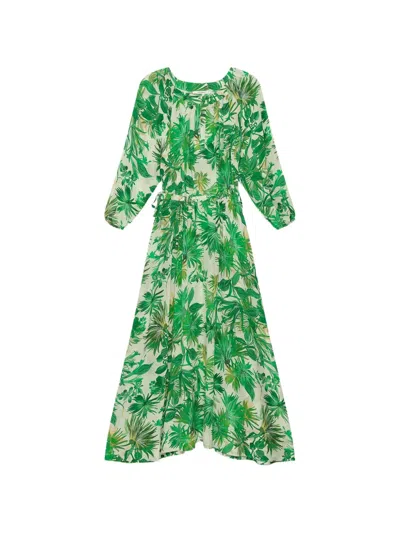 Maliparmi Floral-print Midi Dress In Green