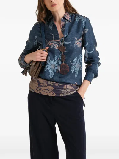Maliparmi Floral-print Silk Shirt In Blue