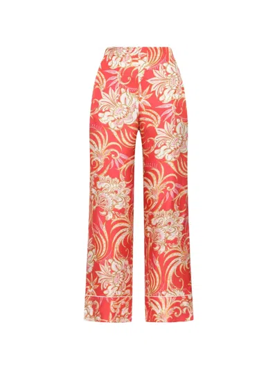 Maliparmi Floral-print Silk Trousers In Orange