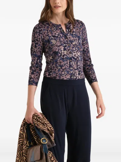 Maliparmi Floral-print Wool Cardigan In Gold