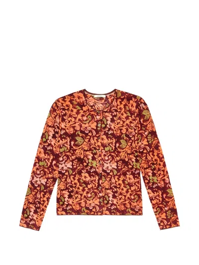 Maliparmi Floral-print Wool Cardigan In Orange