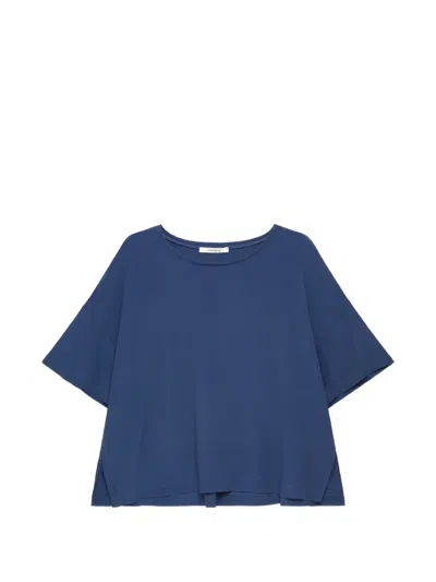 Maliparmi Flounce-back Crepe T-shirt In Blue