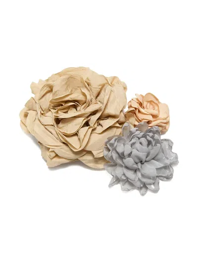 Maliparmi Flowers Brooch In Neutral