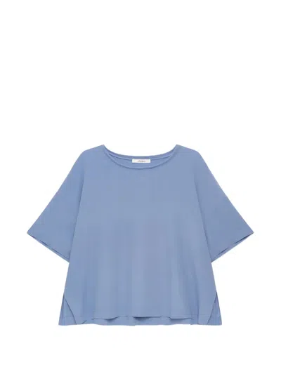 Maliparmi Fluid Crepe Boat-neck T-shirt In Blue
