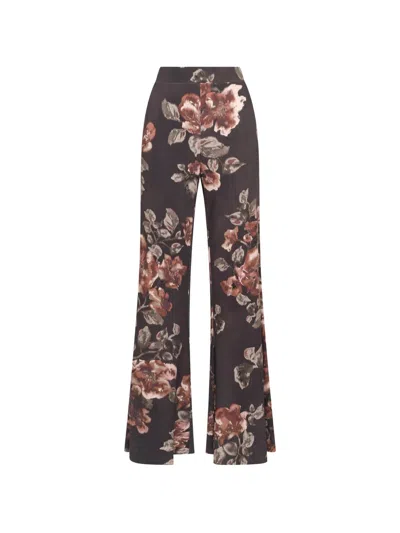 Maliparmi Frosted Blossom Floral-print Palazzo Pants In Brown