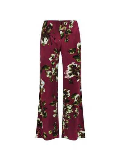 Maliparmi Frosted Blossom Floral-print Trousers In Burgundy