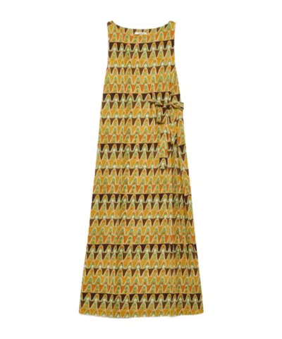 Maliparmi Geometric Pattern Dress In Yellow