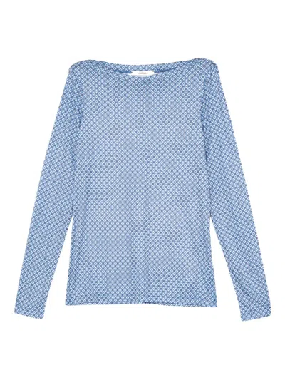 Maliparmi Geometric-print Boat-neck Top In Blue