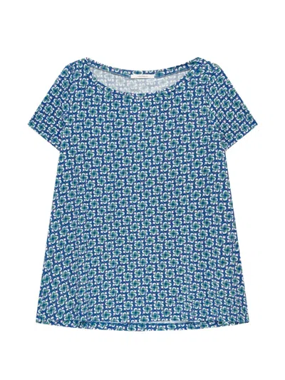 Maliparmi Geometric Print Boat Neck T-shirt In Blue