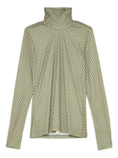 Maliparmi Geometric-print Turtleneck T-shirt In Green