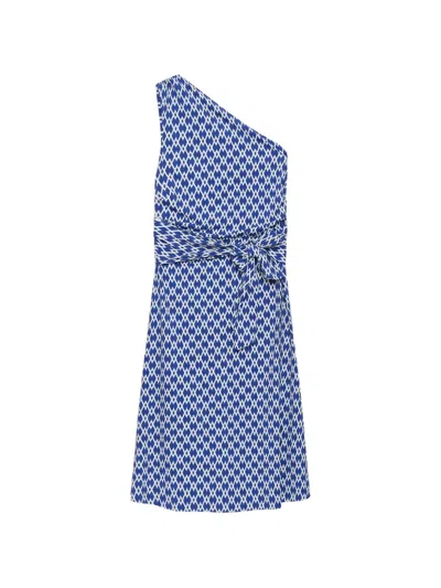 Maliparmi Geometric-pattern Midi Dress In Blue