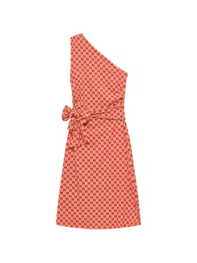 Maliparmi Geometric-pattern Midi Dress In Brown