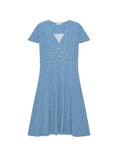 Maliparmi Geometric-print Godet Dress In Blue