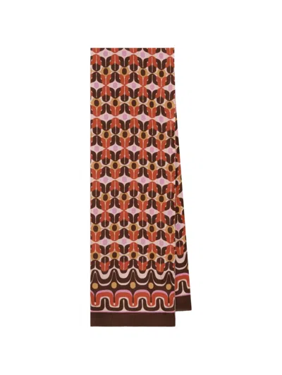 Maliparmi Geometric-print Silk Scarf In Brown