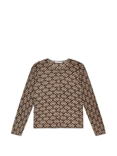 Maliparmi Geometric-print Wool Cardigan In Brown