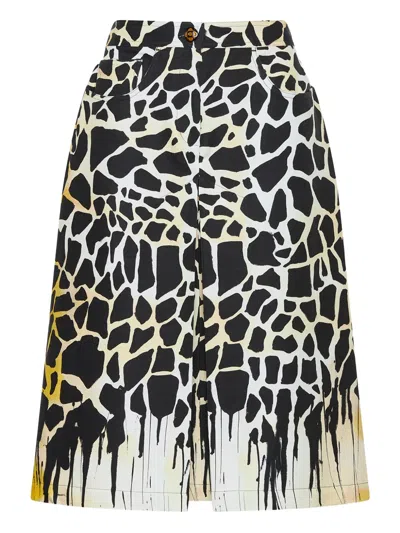 Maliparmi Giraffe-print Pleated Skirt In Black