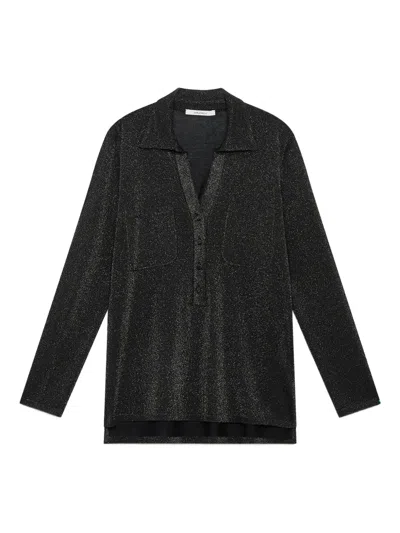 Maliparmi Glitter-effect Polo Top In Black