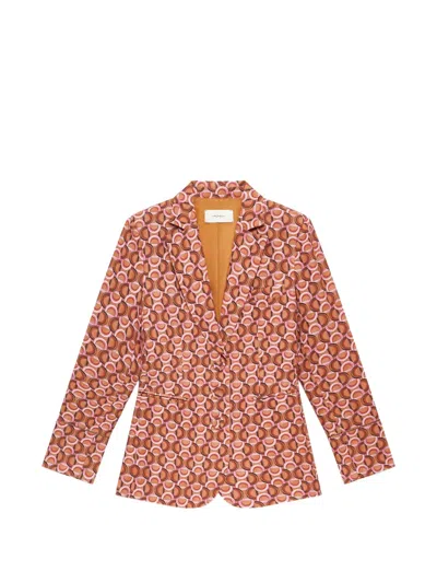 Maliparmi Graphic Orbit Chain-print Blazer In Brown