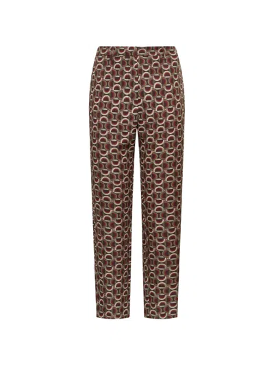 Maliparmi Graphic Orbit Chain-print Trousers In Brown