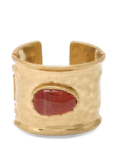 Maliparmi Hammered Resin-detail Cuff Bracelet In Gold