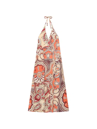 Maliparmi Hippie Lotus Paisley-print Halterneck Dress In Multi