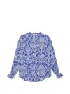 Maliparmi 이카트 러플 셔츠 In Blue